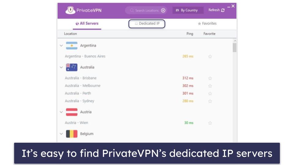 5. PrivateVPN — Free Dynamic Dedicated IP Addresses