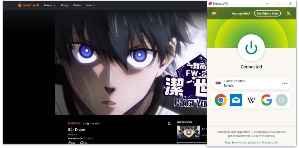 🥇1. ExpressVPN — Best VPN for Watching Blue Lock in 2024
