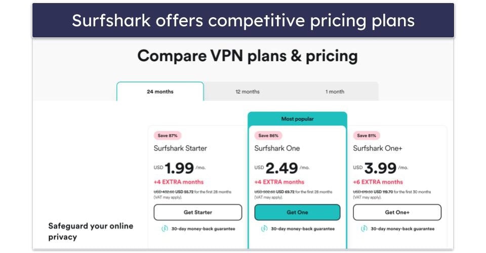 Plans &amp; Pricing — Surfshark Is More Affordable