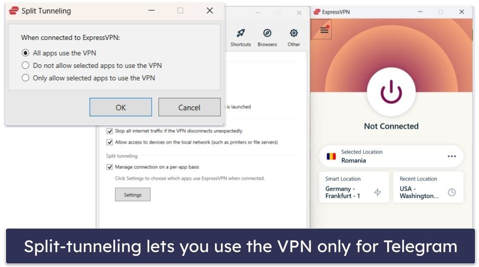 🥇1. ExpressVPN — Best Overall VPN for Telegram