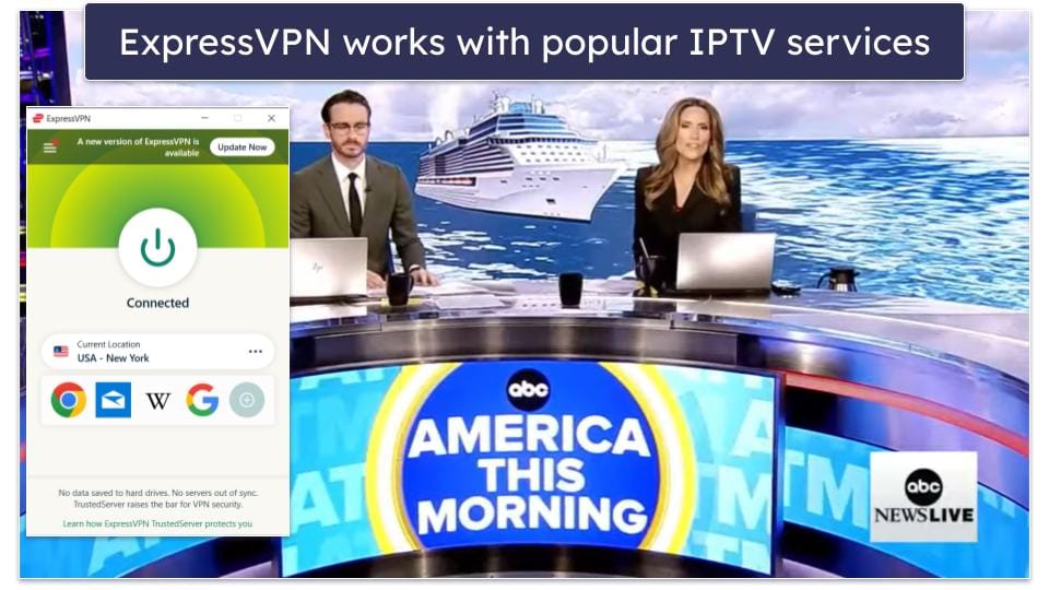 🥇1. ExpressVPN — Best Overall VPN for Streaming IPTV