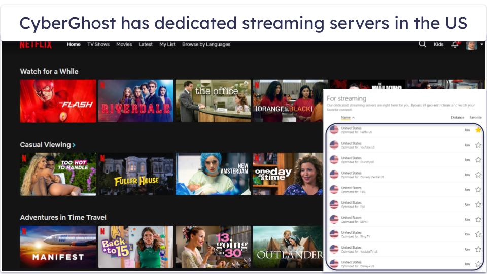 🥉3. CyberGhost VPN — Dedicated Servers for US Streaming Platforms