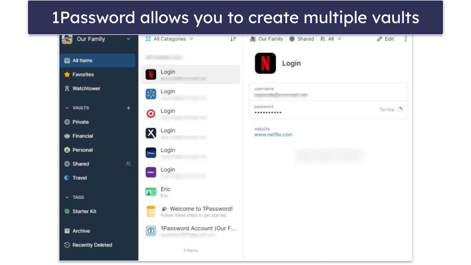 🥇1. 1Password — Feature-Rich With Intuitive Offline Mode