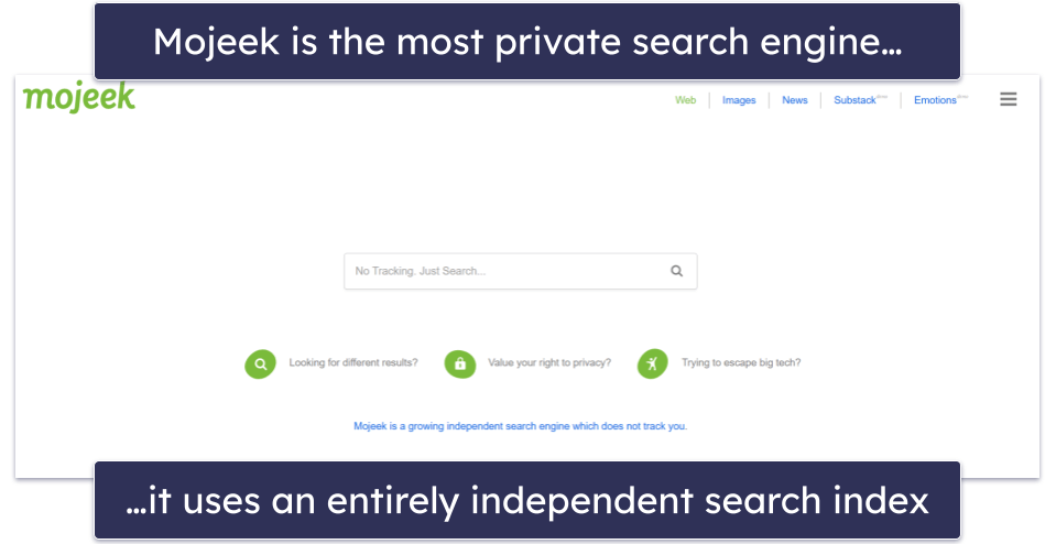 🥇1. Mojeek — Best Private Search Engine With Anonymous Data Policies