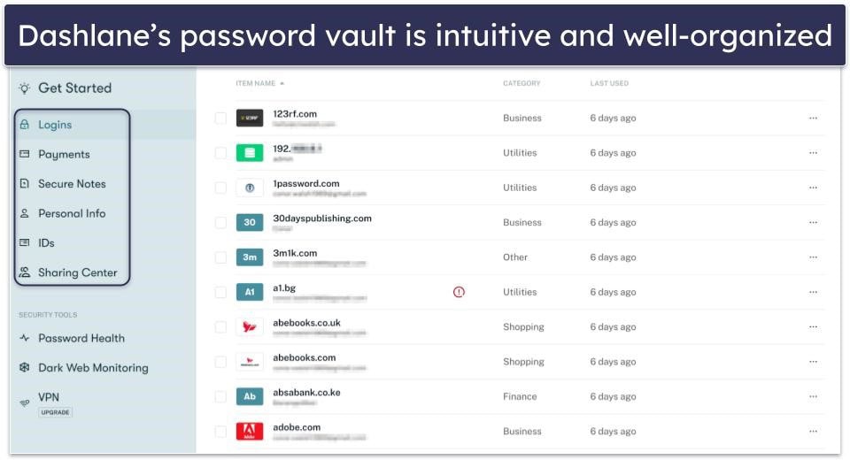 🥈2. Dashlane — User-Friendly Interface With a VPN