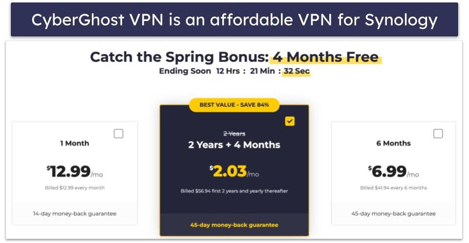 🥈2. CyberGhost VPN — Affordable VPN for Synology With Strong Security Features