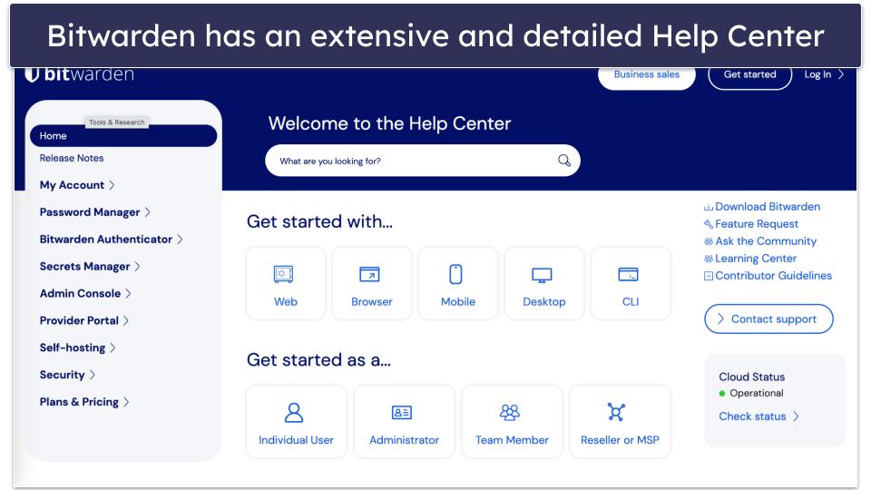 Customer Support — Bitwarden’s Support Is More Comprehensive