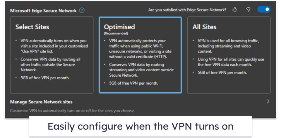 4. Microsoft Edge Secure Network — Convenient Browser-Based VPN for Edge Users