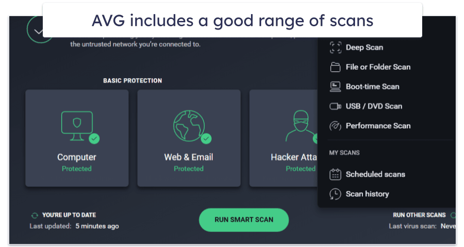 8. AVG AntiVirus Free — Solid Malware Scanner With File Protections