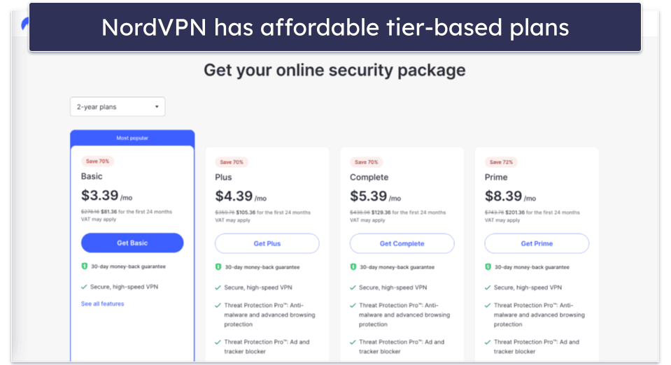 Plans &amp; Pricing — NordVPN Provides Better Value