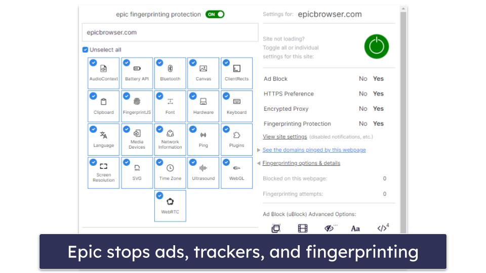 🥉3. Epic Privacy Browser — Privacy-Focused Browser with a Good VPN