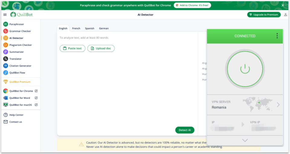 🥈2. Private Internet Access — Customizable VPN That Unblocks QuillBot at School