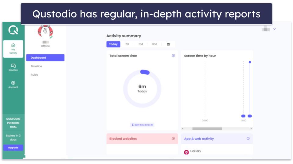 🥇1. Qustodio — Best Overall Parental Control App for Monitoring Your Child’s Computer Remotely