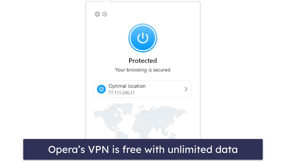 🥇1. Opera — Best Overall Browser with a VPN in 2025