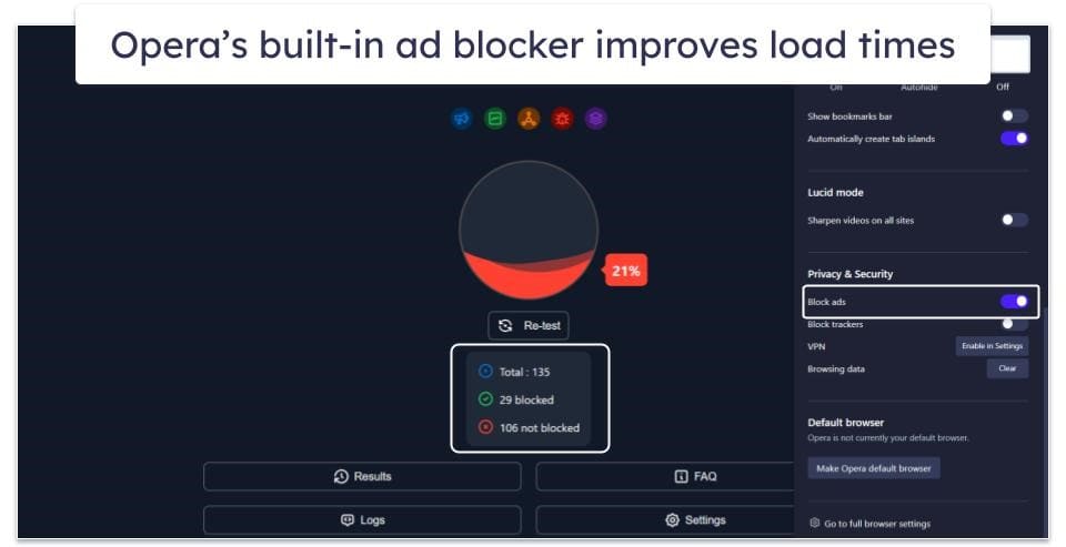 4. Opera — Comes With Built-In Data Compression and an Ad Blocker