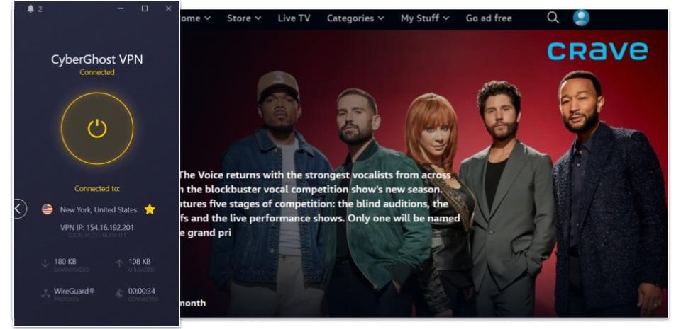 🥉3. CyberGhost VPN — Dedicated Servers for Platforms That Stream The Voice