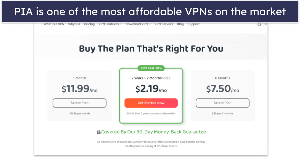 Plans &amp; Pricing — Private Internet Access Is Better