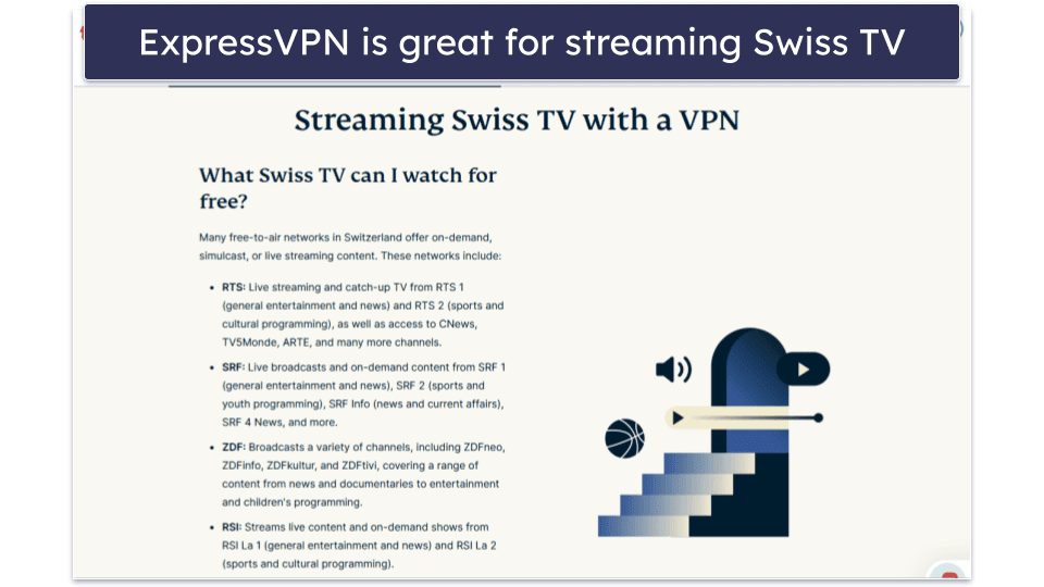 🥇1. ExpressVPN — Best Overall VPN for Switzerland