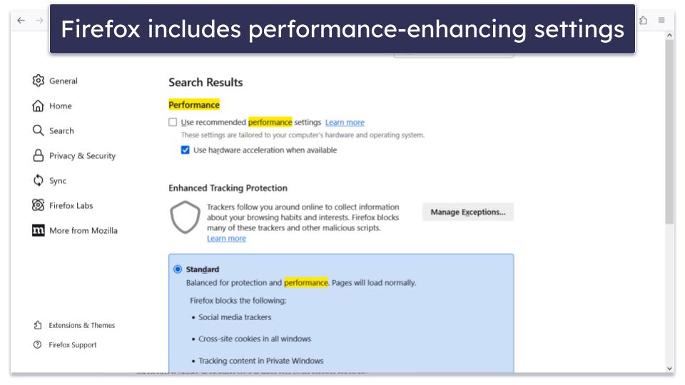 🥈2. Mozilla Firefox — Balances Performance With Efficient Memory Use